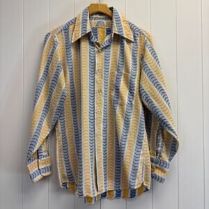 Vintage Kmart Mens Shaped‎ Silhouette 70s 80s Button Up Shirt Size 42 Striped